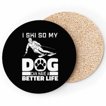 Discover Skiing Skier Dog Coasters