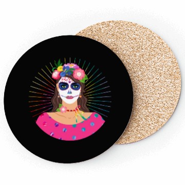Discover Dia De Los Muertos Coasters, Little Girl Sugar Skull