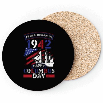 Discover Columbus Day 1942 American Italian Christopher Coasters