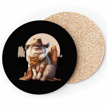 Discover Cat Cowboy Hat meow Cowboy Cat Meme Coasters