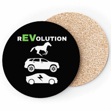 Discover EV rEVolution with GREEN EV Text Horse SUV EV VERT Coasters