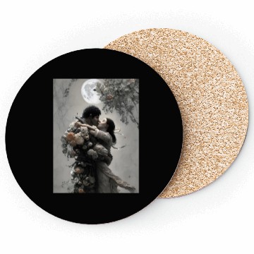 Discover elves love fantastic design flowers and full moon Coasters