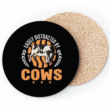 Discover Easily Distracted By Cows Cow Cattle Breeder Coasters