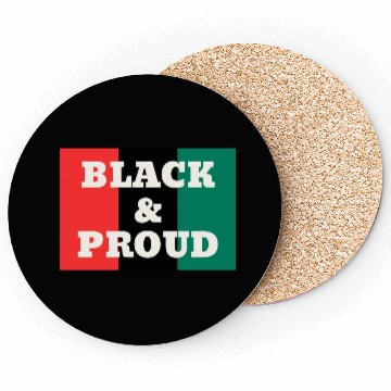 Discover Black and Proud on a Red, Black, and Green Colors Coasters