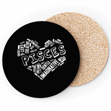 Discover Pisces Heart Word Cloud Doodle Astrology Zodiac St Coasters