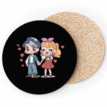 Discover Kawaii Valentine's Day Design, Cute Couple, Coasters
