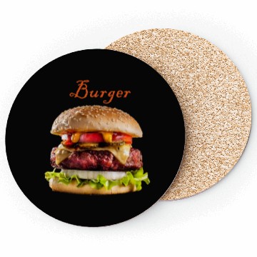 Discover Black and realistic Burger menu Coasters