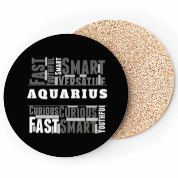 Discover Aquarius Zodiac Star Sign Word Cloud Square Monoch Coasters