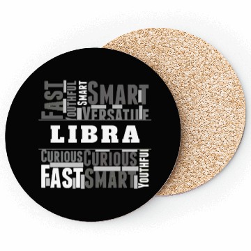 Discover Libra Zodiac Star Sign Word Cloud Square Monochrom Coasters