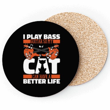 Discover Bass Guitar Bassist Cat Coasters