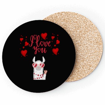 Discover I love you with cute llama Coasters
