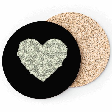 Discover US dollar heart shape, love money Coasters