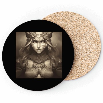 Discover Warrior princess wearing gothic plate dark fantasy Coasters
