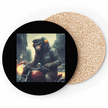 Discover monkey on motorcycle with cool leather jacket Coasters
