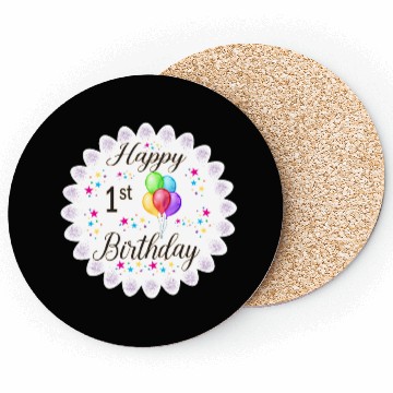Discover Happy 1st Birthday with Balloons Coasters