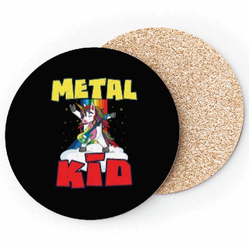 Discover Rock Sign Guitar Unicorn Rainbow Metal Kid Music Coasters