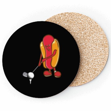 Discover Golf Hotdog Golfing Sausage Golf Player Coasters