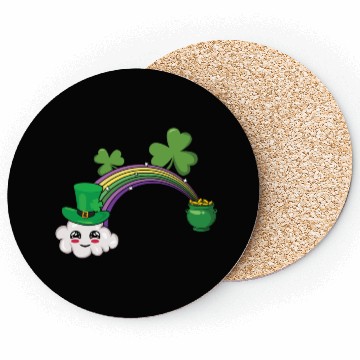 Discover Cute Kawaii Cloud Rainbow Happy Saint Patricks Coasters