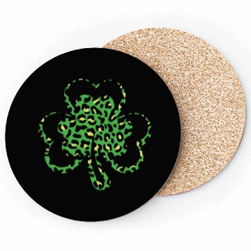 Discover Pattern Leopard Shamrock Saint Patrick Day Coasters