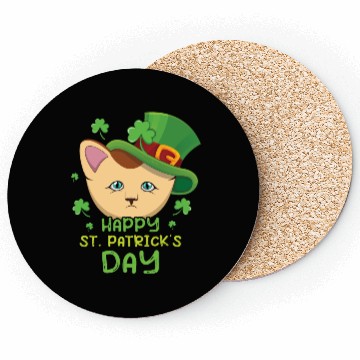 Discover Kawaii Cat Happy Saint Patrick Day Coasters