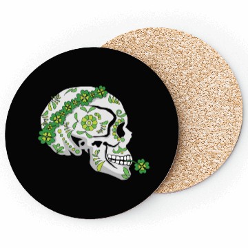 Discover Flower Sugar Bone Shamrock Saint Patrick Day Coasters