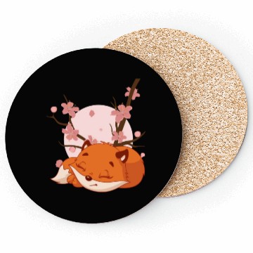 Discover Japanese Fox Cherry blossom Flower sakura kawaii Coasters