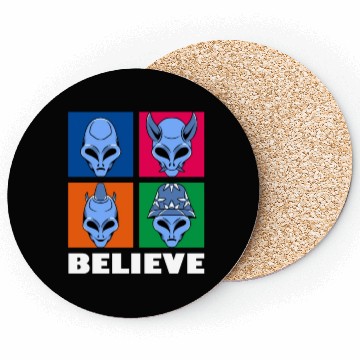 Discover Funny Believe alien square Vintage 70s Alien Lover Coasters