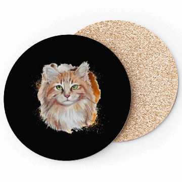 Discover Watercolor Splash Beautiful Brown Cat Coasters