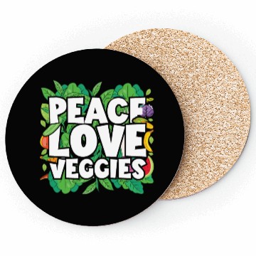 Discover Peace, Love, Veggies Coasters
