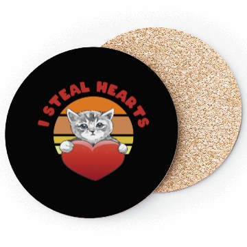 Discover Cat I steal hearts1789 Coasters