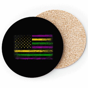 Discover Mardi Gras Flag Green Purple Gold Coasters