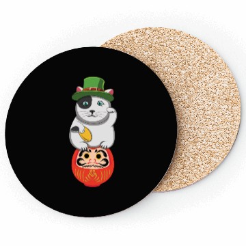 Discover Welcome Lucky Luck Cat Happy Saint Patrick Day Coasters
