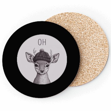 Discover Oh Deer - Cute Stag with Hat Coasters