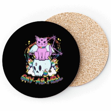Discover Gay As Hell Creepy Cute Gay Pride Cat LGBT Rainbow Coasters