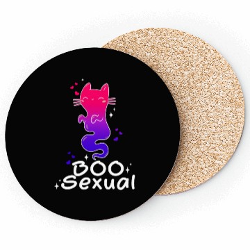 Discover Boo Sexual Cute Bi Cat Ghost LGBT Bisexual Pride Coasters