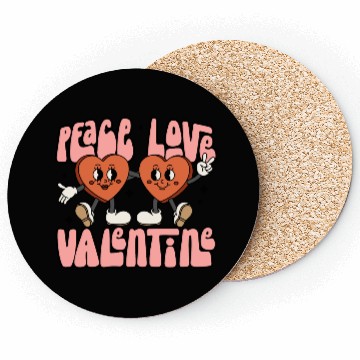 Discover Peace Love Valentine Candy Heart Coasters