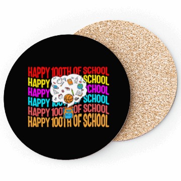Discover School Coasters, Happy 100th Of School Bag Things