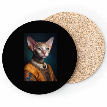 Discover Gold King Devon Rex Cat Breed Portrait Royal Renai Coasters