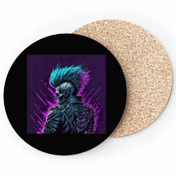 Discover Synthwave Zombie Skull Coasters