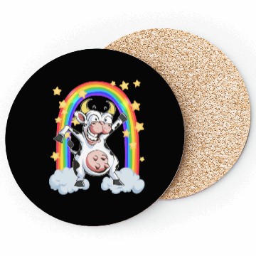 Discover Rainbow cow crazy dancing fun funny Coasters