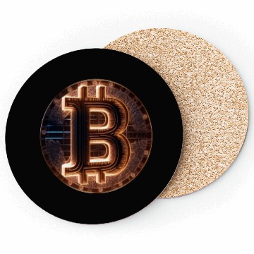 Discover Bitcoin Gold logo Fire futuristic neon light Coasters