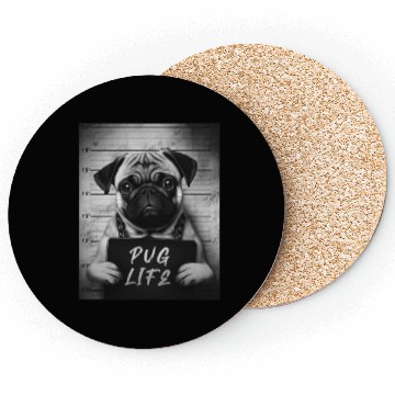 Discover Pug Mugshot - Pug Life Coasters