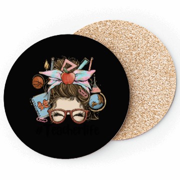 Discover Messy Bun Teacher Life Sublimation Coasters