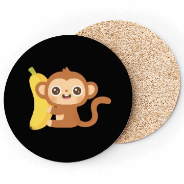 Discover Cute Little Monkey and Banana Coasters
