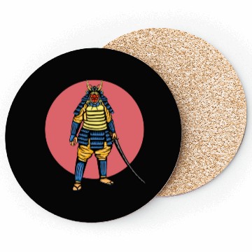 Discover Japanese samurai warrior young pink mask Coasters