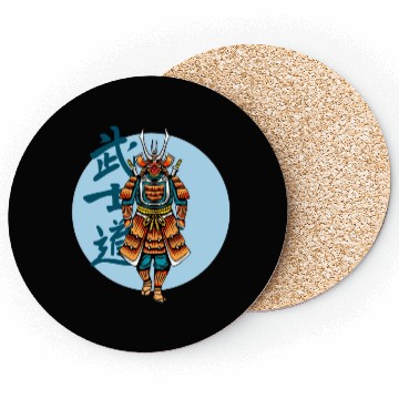 Discover Japanese samurai warrior Bl Moon mask Coasters
