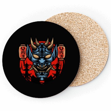 Discover Bushido kabuki samurai japan graphic devil mask Coasters