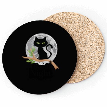 Discover Black Cat Moon Good Night Coasters