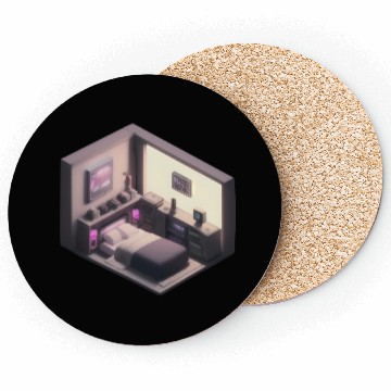 Discover Isometric Bedroom - Synthwave Retro Future Room Coasters