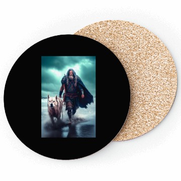 Discover Viking Warrior and Wolf Ultra Realistic Poster Coasters